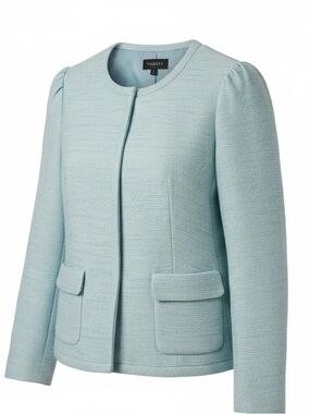 Talbots Pastel Blue Textured Tweed Blazer